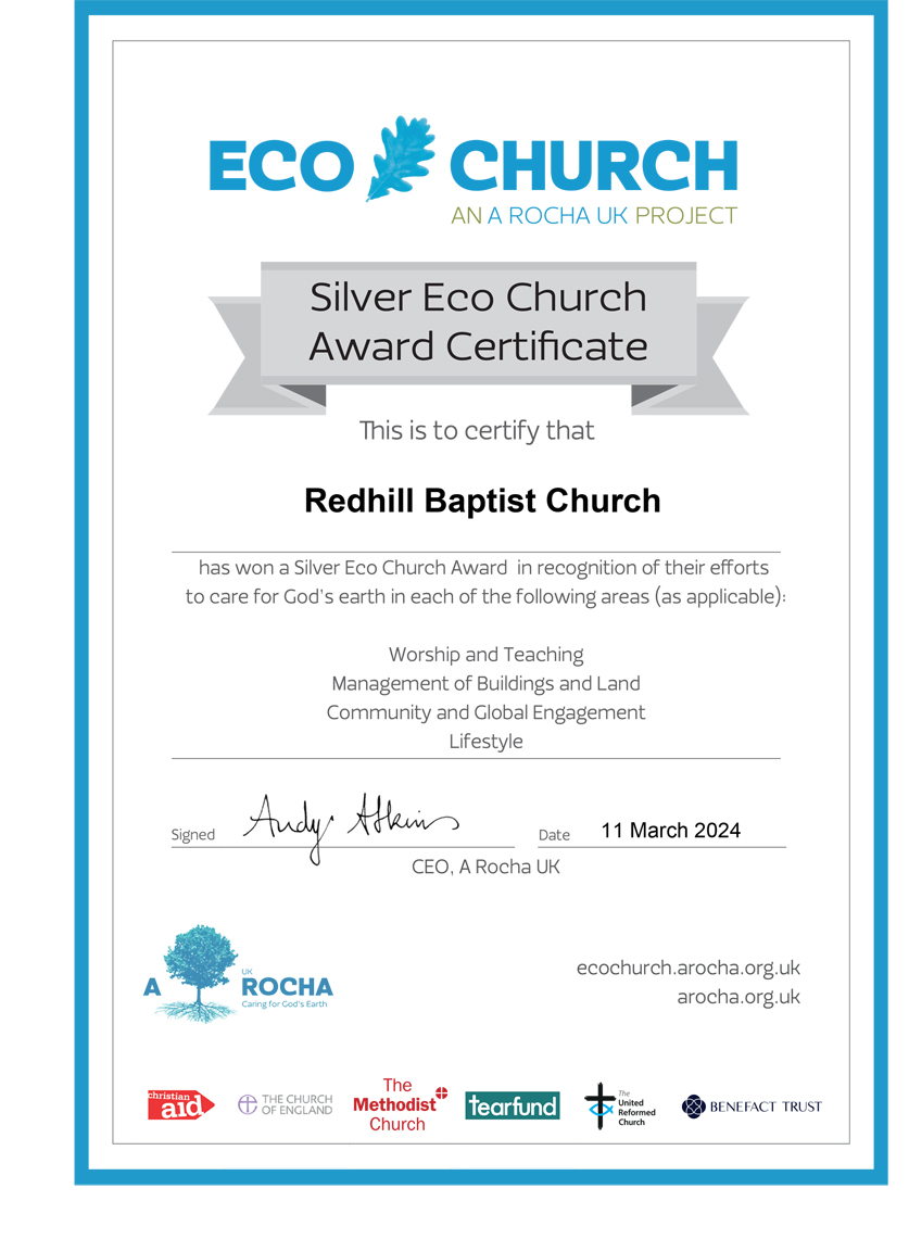 Redhill BC Eco Church certific